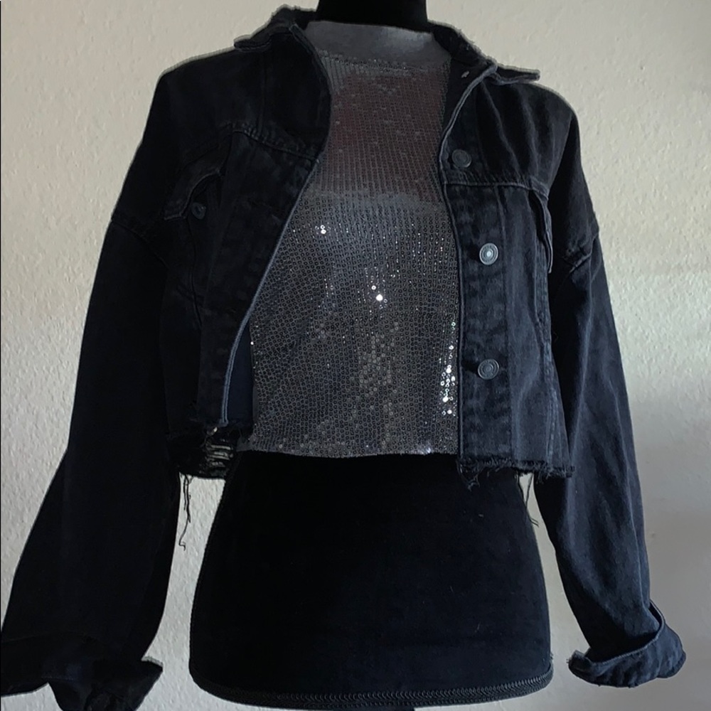 SHEIN Cropped black Jean jacket